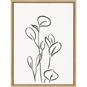 image:imageKate and Laurel Sylvie Botanical Sketch Print No 3 Framed Canvas Wall Art by The Creative Bunch Studio 18x24 Natural Minimalist Abstract Botanical Print for WallNatural