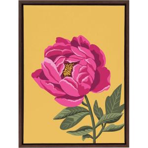 image:imageKate and Laurel Sylvie Bright Peony Framed Canvas Wall Art by Maria Filar 18x24 White Natural Floral Art for WallBrown