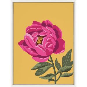 image:imageKate and Laurel Sylvie Bright Peony Framed Canvas Wall Art by Maria Filar 18x24 White Natural Floral Art for WallWhite
