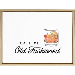 image:imageKate and Laurel Sylvie Call Me Old Fashioned Framed Canvas Wall Art by The Creative Bunch Studio 18x24 Gold Chic Bar Art for WallGold