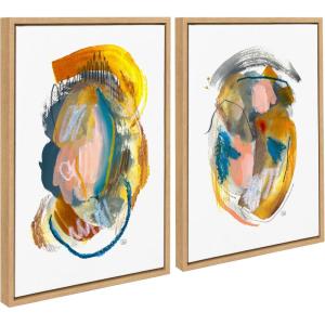 image:imageKate and Laurel Sylvie Changes No 1 and 2 Framed Canvas Wall Art Set by Erika Wynn 2 Piece Set 18x24 Natural