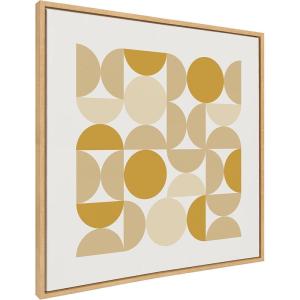 image:imageKate and Laurel Sylvie Circles and Curves Earthy Neutral Framed Canvas Wall Art by The Creative Bunch Studio 30x30 Natural MidCentury Modern Abstract Art for Wall