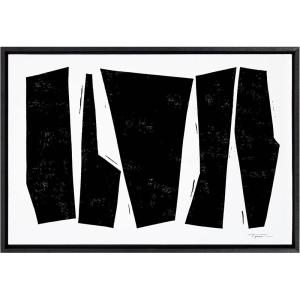 image:imageKate and Laurel Sylvie Colliding Shapes Framed Canvas Wall Art by Statement Goods 23x33 Gold Abstract Art for WallBlack