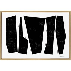 image:imageKate and Laurel Sylvie Colliding Shapes Framed Canvas Wall Art by Statement Goods 23x33 Gold Abstract Art for WallGold