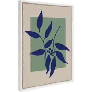 image:imageKate and Laurel Sylvie Colorful Retro Botanical Green and Blue Framed Canvas Wall Art by The Creative Bunch Studio 18x24 White Modern Abstract Flower Art Wall Decor