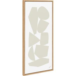 image:imageKate and Laurel Sylvie Constructed III Framed Canvas Wall Art by Statement Goods 18x40 Panel Natural Decorative Neutral Abstract Art Print for Wall