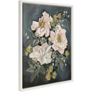 image:imageKate and Laurel Sylvie Day 24 Framed Canvas Wall Art by Annie Quigley 18x24 Gold Soft Botanical Flower Bouquet Art for Wall Home DecorWhite