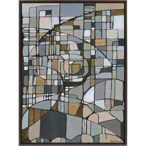 image:imageKate and Laurel Sylvie Deco Nadeau Framed Canvas Wall Art by Leah Nadeau 28x38 Gray Decorative Transitional Art Print for WallBrown