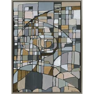 image:imageKate and Laurel Sylvie Deco Nadeau Framed Canvas Wall Art by Leah Nadeau 28x38 Gray Decorative Transitional Art Print for WallGray