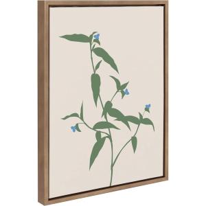 image:imageKate and Laurel Sylvie Delicate Illustrated Blue Wildflowers Framed Canvas Wall Art by The Creative Bunch Studio 18x24 Gold Simple Modern Floral Wall Decor Art