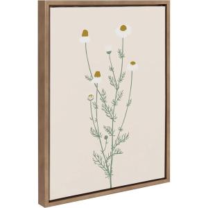 image:imageKate and Laurel Sylvie Delicate Illustrated White Wildflowers Framed Canvas Wall Art by The Creative Bunch Studio 18x24 Gold Simple Modern Floral Wall Decor Art