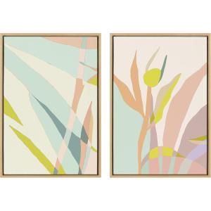 image:imageKate and Laurel Sylvie Delight in the Moment 3 and 4 Framed Canvas Wall Art Set by Alicia Schultz 2 Piece Set 23x33 Natural Neutral Abstract Art Wall Dcor