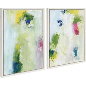 image:imageKate and Laurel Sylvie Dreamy Maple Forest I and II Framed Canvas Wall Art Set by Nikita Jariwala 2 Piece Set 18x24 White Soft Abstract Brushstrokes Art Set for Wall Decor