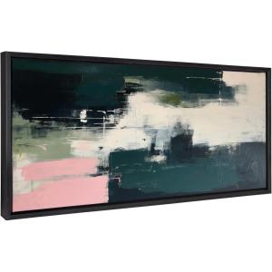 image:imageKate and Laurel Sylvie Emerald Blush Framed Canvas Wall Art by Amy Lighthall 18x40 Black Colorful Modern Abstract Art for WallBlack