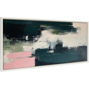 image:imageKate and Laurel Sylvie Emerald Blush Framed Canvas Wall Art by Amy Lighthall 18x40 Black Colorful Modern Abstract Art for WallWhite