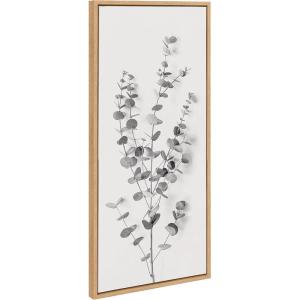 image:imageKate and Laurel Sylvie Eucalyptus Botanical I Gray and Soft White Framed Canvas Wall Art by The Creative Bunch Studio 18x40 Panel White Decorative Plant DecorNatural