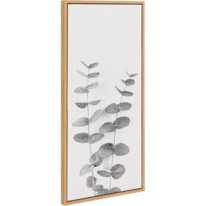 image:imageKate and Laurel Sylvie Eucalyptus Botanical II Gray and Soft White Framed Canvas Wall Art by The Creative Bunch Studio 18x40 Panel Natural Minimalist Nature Art Wall DcorNatural