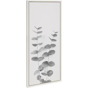 image:imageKate and Laurel Sylvie Eucalyptus Botanical II Gray and Soft White Framed Canvas Wall Art by The Creative Bunch Studio 18x40 Panel Natural Minimalist Nature Art Wall DcorWhite