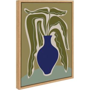 image:imageKate and Laurel Sylvie Expressive Abstract House Plant Ink Blue Vase Framed Canvas Wall Art by The Creative Bunch Studio 18x24 Natural Modern Abstract Botanical Vase with Contemporary Flower ArtNatural