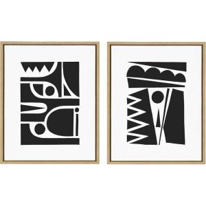 image:imageKate and Laurel Sylvie Geometric Configurations and Geometric Ensemble Framed Canvas Wall Art Set by Statement Goods 2 Piece 18x24 Natural Modern Abstract Art Set for WallNatural