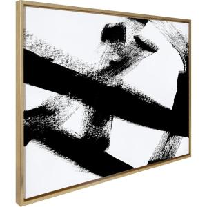 image:imageKate and Laurel Sylvie Gesture I BW Framed Canvas Wall Art by Amy Lighthall 28x38 Black Oversized Minimalist Abstract Art Black and White Wall DcorGold