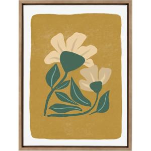 image:imageKate and Laurel Sylvie Happy Flowers Framed Canvas Wall Art by Oris Eddu 18x24 Natural Decorative Boho Floral Art Print for WallGold