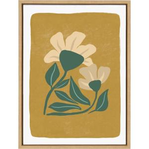 image:imageKate and Laurel Sylvie Happy Flowers Framed Canvas Wall Art by Oris Eddu 18x24 Natural Decorative Boho Floral Art Print for WallNatural