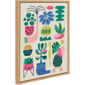 image:imageKate and Laurel Sylvie Houseplants Framed Canvas Wall Art by Rachel Lee 18x24 Natural Colorful MidCentury Plant Art for Wall