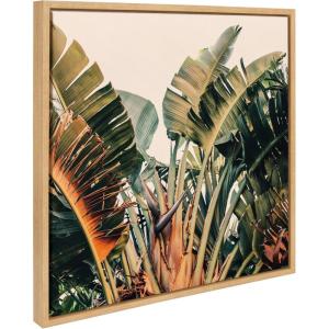 image:imageKate and Laurel Sylvie Hue 2 Framed Canvas Wall Art by Alicia Bock 22x22 Natural Coastal Beach Palm Tree Art for Wall