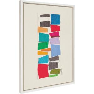 image:imageKate and Laurel Sylvie I Am A Collector Framed Canvas Wall Art by Amber Vittoria 18x24 Natural Modern Abstract Colorful Geometric Art for Wall DecorWhite