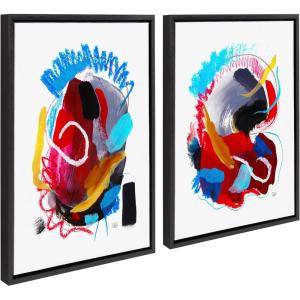 image:imageKate and Laurel Sylvie Intensity No 1 and 2 Framed Canvas Wall Art Set by Erika Wynn 2 Piece Set 18x24 Black