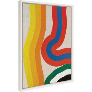 image:imageKate and Laurel Sylvie It Depends on What You See Framed Canvas Wall Art by Amber Vittoria 18x24 Natural Modern Abstract Colorful Geometric Art for Wall DecorWhite