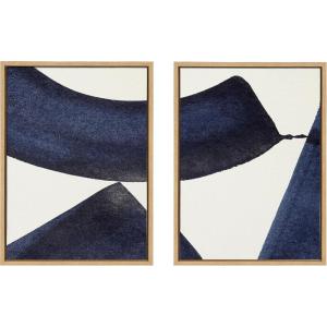 image:imageKate and Laurel Sylvie Japandi 3 1 and 2 Framed Canvas Wall Art Set by Rocket Jack 2 Piece 18x24 Natural Modern Abstract Brushstrokes Art Set for Wall