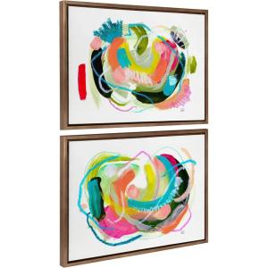 image:imageKate and Laurel Sylvie Joy No 1 and 2 Framed Canvas Wall Art Set by Erika Wynn 2 Piece Set 18x24 NaturalGold