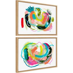 image:imageKate and Laurel Sylvie Joy No 1 and 2 Framed Canvas Wall Art Set by Erika Wynn 2 Piece Set 18x24 NaturalNatural