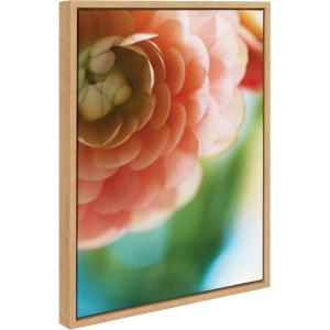 image:imageKate and Laurel Sylvie Light Side Framed Canvas Wall Art by Alicia Bock 18x24 Natural CloseUp Flower Photography Art for Wall