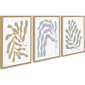 image:imageKate and Laurel Sylvie Matisse Inspired Abstract Botanicals Framed Canvas Wall Art Set by The Creative Bunch Studio 3 Piece 18x24 Natural Colorful Modern Abstract Plant ArtNatural