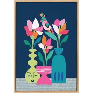 image:imageKate and Laurel Sylvie Mid Century Modern Magnolias Framed Canvas Wall Art by Rachel Lee of My Dream Wall 23x33 Natural Tropical Floral Art for WallNatural
