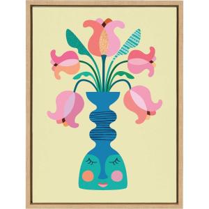 image:imageKate and Laurel Sylvie Mid Century Modern Tulips Framed Canvas Wall Art by Rachel Lee of My Dream Wall 18x24 Natural Chic Floral Art for Wall