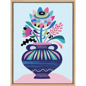 image:imageKate and Laurel Sylvie Mid Century Modern Whimsical Floral Framed Canvas Wall Art by Rachel Lee of My Dream Wall 18x24 Natural Chic Floral Art for WallNatural