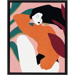 image:imageKate and Laurel Sylvie Midori Framed Canvas Wall Art by Alexander Ginzburg 18x24 Black Chic Glam Wall DecorBlack