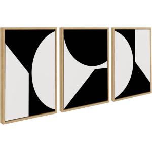 image:imageKate and Laurel Sylvie Minimal Max Mod Set Framed Canvas Wall Art Set by The Creative Bunch Studio 3 Piece 18x24 Natural Black and White Abstract Art Set for WallNatural