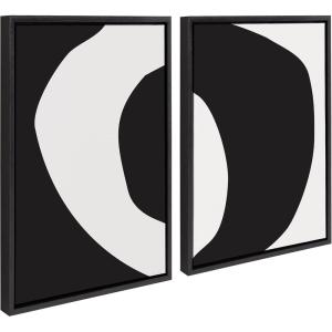 image:imageKate and Laurel Sylvie Minimal Modern Organic Abstraction 1 and 2 Black and White Framed Canvas Wall Art Set by The Creative Bunch Studio 2 piece 18x24 Black Simple Minimalist Art for WallBlack