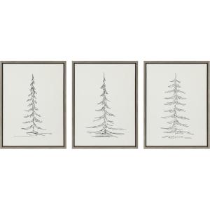 image:imageKate and Laurel Sylvie Minimalist Evergreen Trees Framed Canvas Wall Art Set by The Creative Bunch Studio 3 Piece 18x24 Gold Modern Minimal Tree Line Wall Art SetGray