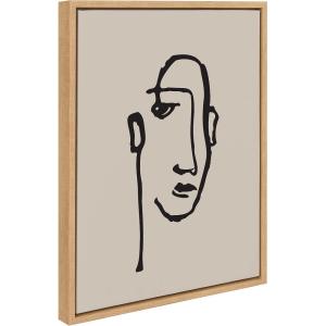 image:imageKate and Laurel Sylvie Minimalist Neutral Line Art Drawing Face Framed Canvas Wall Art by The Creative Bunch Studio 18x24 Natural Modern Abstract Body Line Drawing Wall DecorNatural