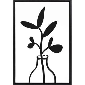 image:imageKate and Laurel Sylvie Modern Botanical Vase 3 Framed Canvas Wall Art by The Creative Bunch Studio 23x33 Black Chic Modern Art for Wall
