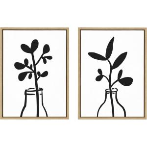 image:imageKate and Laurel Sylvie Modern Botanical Vase Framed Canvas Wall Art Set by The Creative Bunch Studio 2 Piece 18x24 Natural Nature Still Life Art for Wall