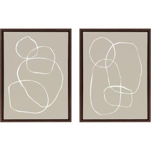 image:imageKate and Laurel Sylvie Modern Circles Framed Canvas Wall Art Set by Teju Reval of SnazzyHues 18x24 Walnut Brown Decorative Modern Art Print for WallWalnut Brown