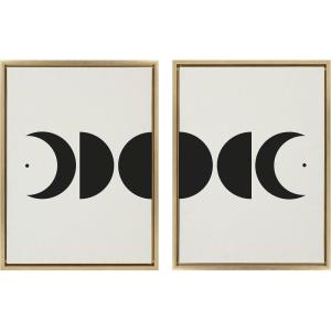 image:imageKate and Laurel Sylvie Modern Geometric Moon Phases Framed Linen Textured Canvas Wall Art Set by The Creative Bunch Studio 2 Piece 18x24 Gold Beautiful Astronomy Wall DcorGold