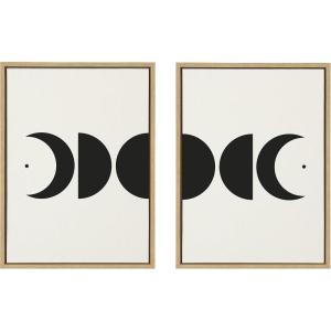 image:imageKate and Laurel Sylvie Modern Geometric Moon Phases Framed Linen Textured Canvas Wall Art Set by The Creative Bunch Studio 2 Piece 18x24 Gold Beautiful Astronomy Wall DcorNatural